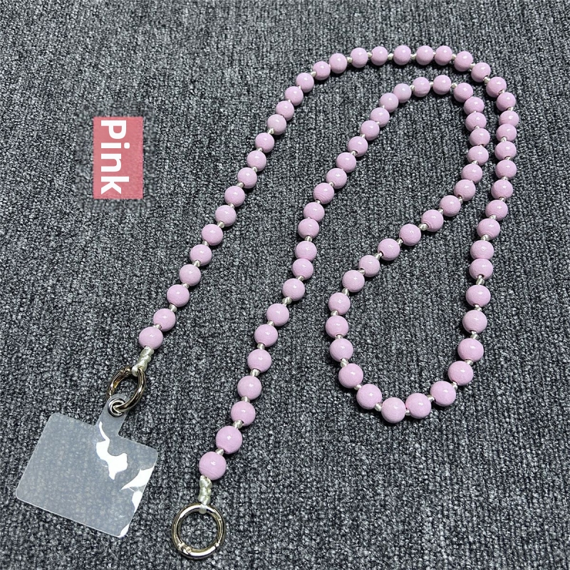 Дървен ланярд за телефон, ръчно изработен, с декоративни мънисти, полиестерно въже, метална катарама