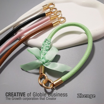 Кожен шнур за телефон с панделка за жени, ръчно изработен, мултифункционален, марка Jager, стил Chanel