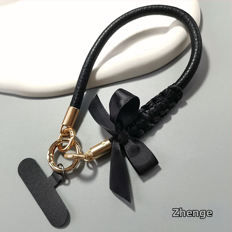 Δερμάτινο λουράκι για κινητό με φιόγκο, για γυναίκες, χειροποίητο, πολυλειτουργικό, μάρκα Jager, στυλ Chanel