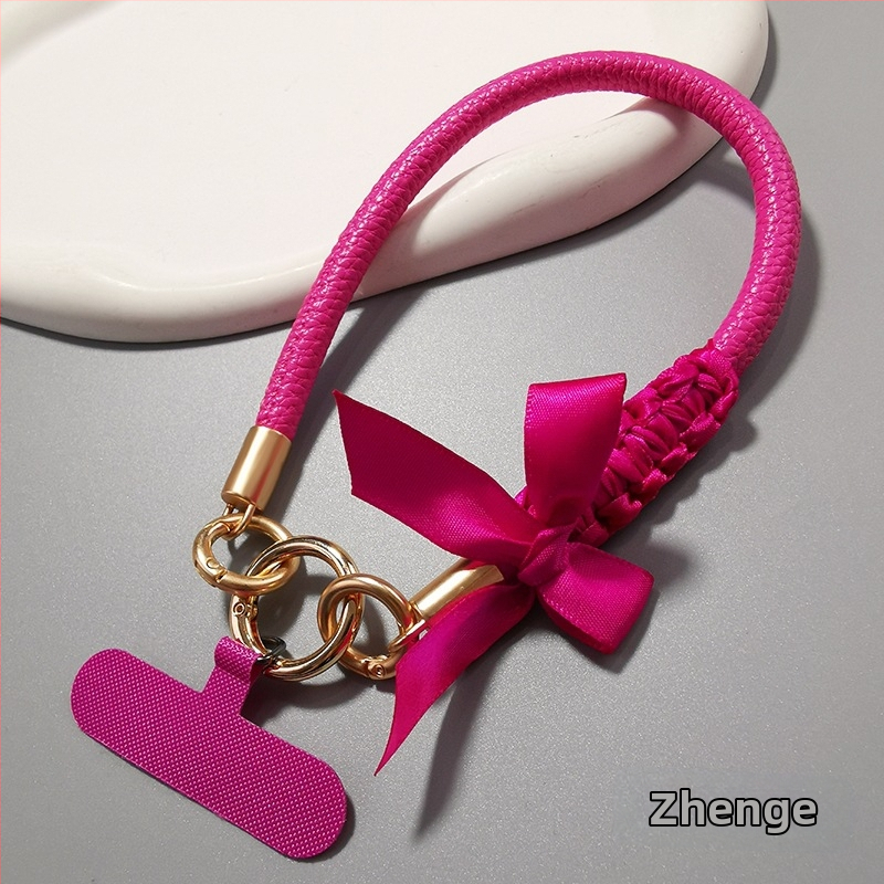 Δερμάτινο λουράκι για κινητό με φιόγκο, για γυναίκες, χειροποίητο, πολυλειτουργικό, μάρκα Jager, στυλ Chanel