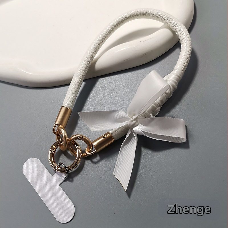 Δερμάτινο λουράκι για κινητό με φιόγκο, για γυναίκες, χειροποίητο, πολυλειτουργικό, μάρκα Jager, στυλ Chanel