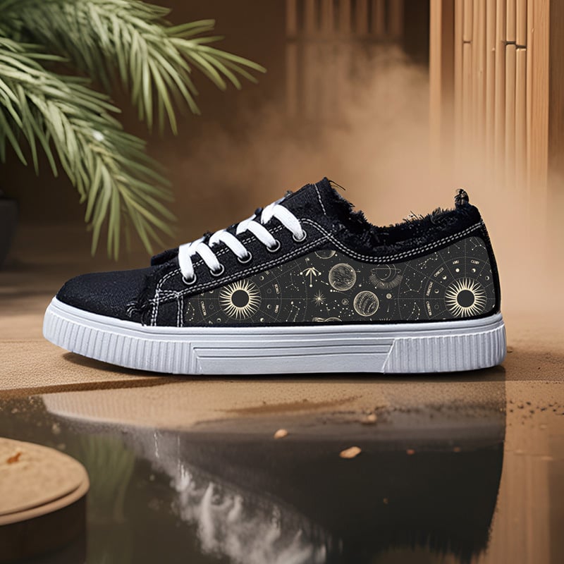 Kanvas kurpes - Unisex, zems augšdaļas stils, ar šņorēm, virsma no kanvas, gumijas zole