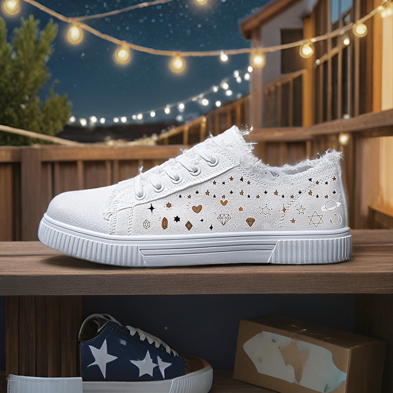 Kanvas kurpes - Unisex, zems augšdaļas stils, ar šņorēm, virsma no kanvas, gumijas zole