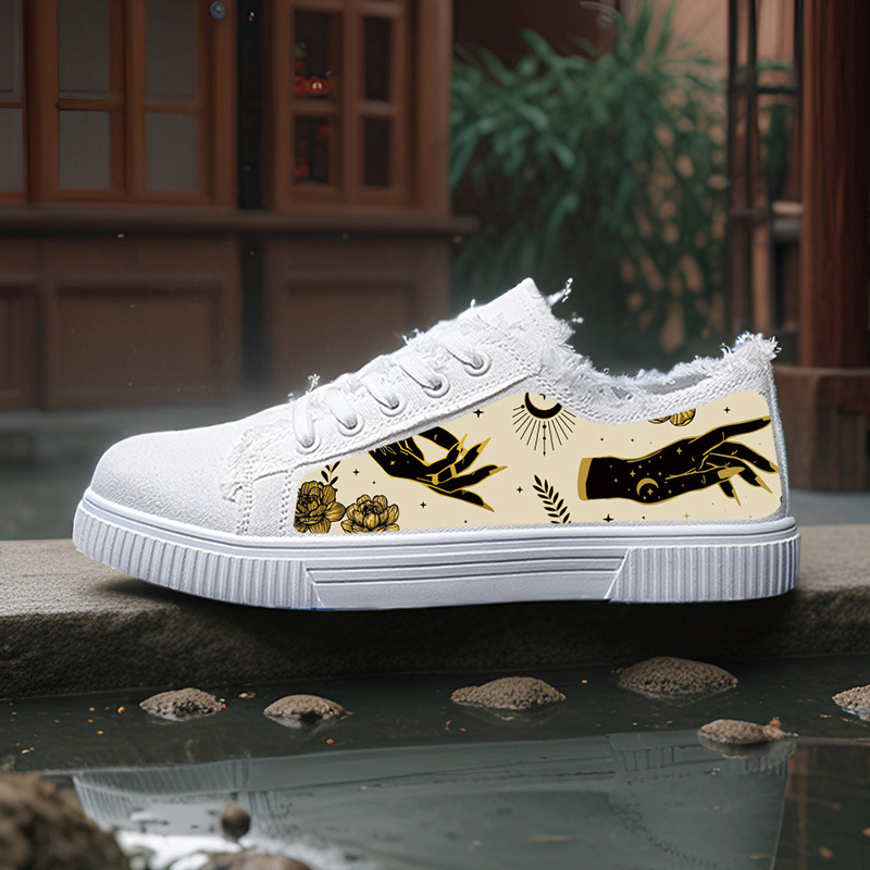 Kanvas kurpes - Unisex, zems augšdaļas stils, ar šņorēm, virsma no kanvas, gumijas zole