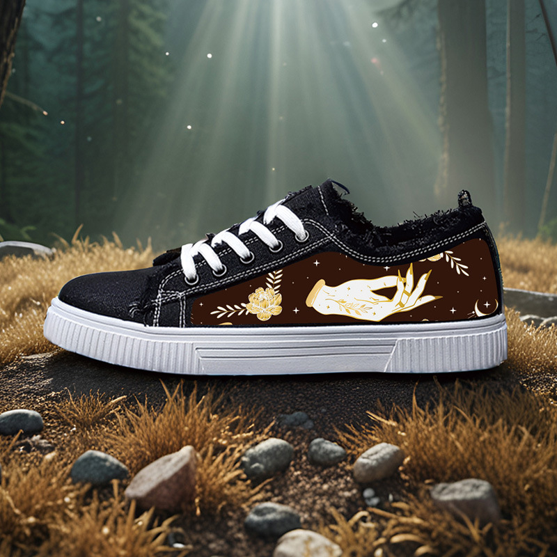 Kanvas kurpes - Unisex, zems augšdaļas stils, ar šņorēm, virsma no kanvas, gumijas zole