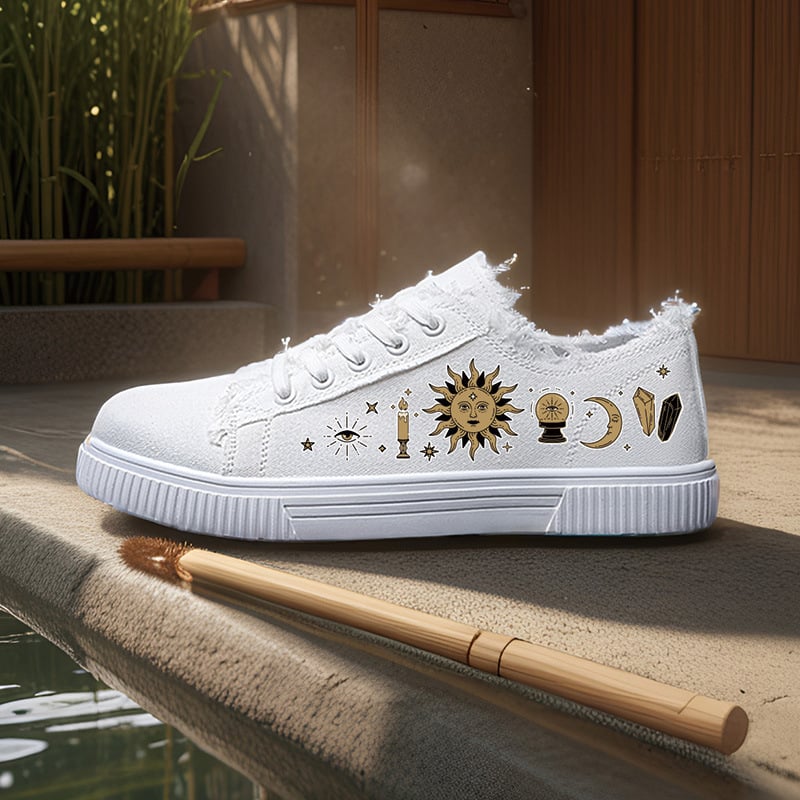 Kanvas kurpes - Unisex, zems augšdaļas stils, ar šņorēm, virsma no kanvas, gumijas zole