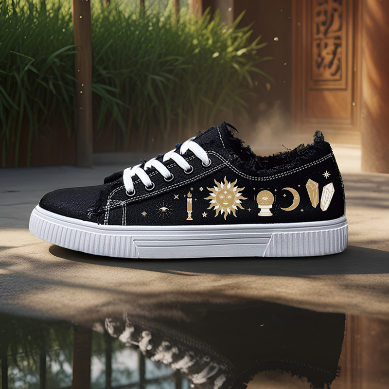 Kanvas kurpes - Unisex, zems augšdaļas stils, ar šņorēm, virsma no kanvas, gumijas zole