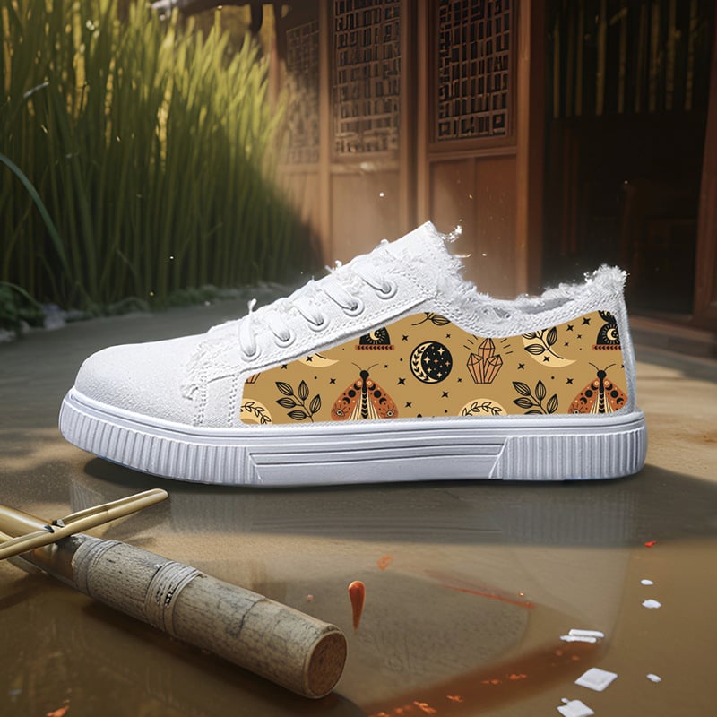 Kanvas kurpes - Unisex, zems augšdaļas stils, ar šņorēm, virsma no kanvas, gumijas zole