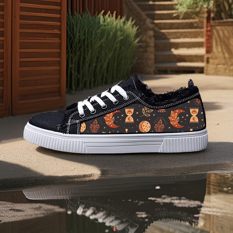 Kanvas kurpes - Unisex, zems augšdaļas stils, ar šņorēm, virsma no kanvas, gumijas zole