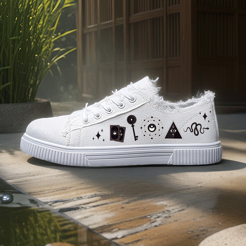 Kanvas kurpes - Unisex, zems augšdaļas stils, ar šņorēm, virsma no kanvas, gumijas zole