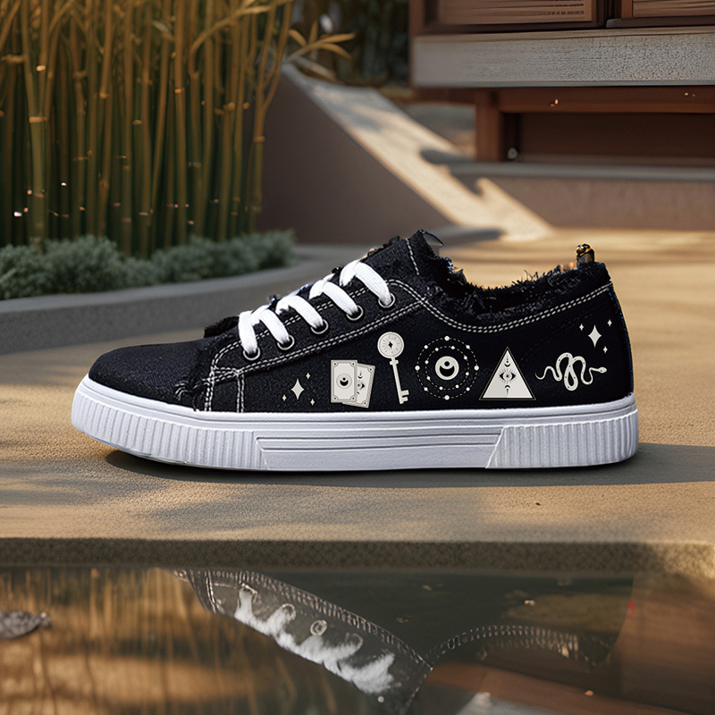 Kanvas kurpes - Unisex, zems augšdaļas stils, ar šņorēm, virsma no kanvas, gumijas zole