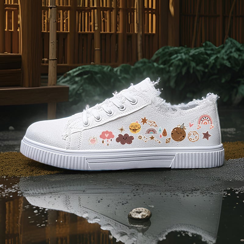 Kanvas kurpes - Unisex, zems augšdaļas stils, ar šņorēm, virsma no kanvas, gumijas zole