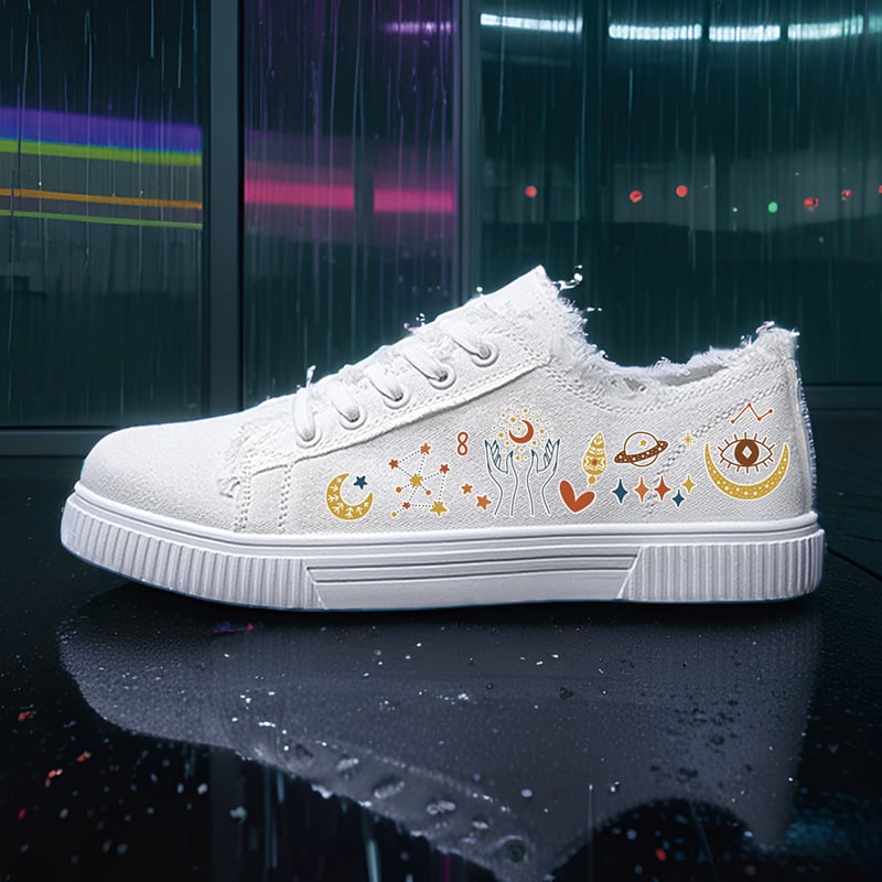 Kanvas kurpes - Unisex, zems augšdaļas stils, ar šņorēm, virsma no kanvas, gumijas zole