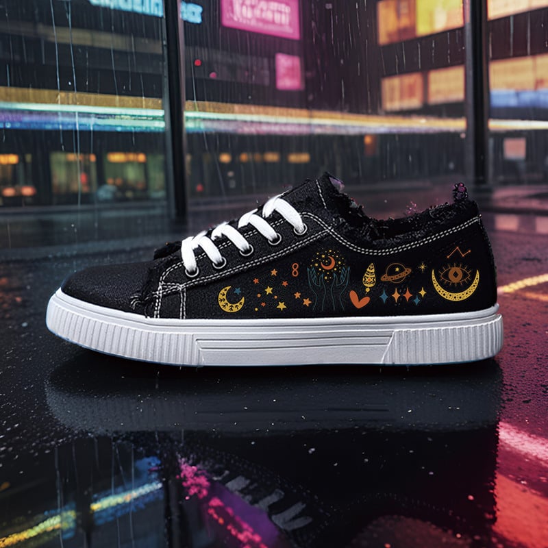 Kanvas kurpes - Unisex, zems augšdaļas stils, ar šņorēm, virsma no kanvas, gumijas zole