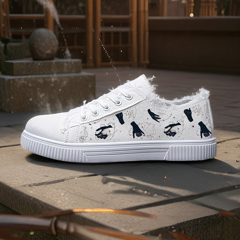 Kanvas kurpes - Unisex, zems augšdaļas stils, ar šņorēm, virsma no kanvas, gumijas zole