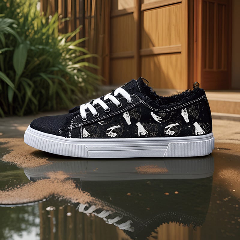 Kanvas kurpes - Unisex, zems augšdaļas stils, ar šņorēm, virsma no kanvas, gumijas zole