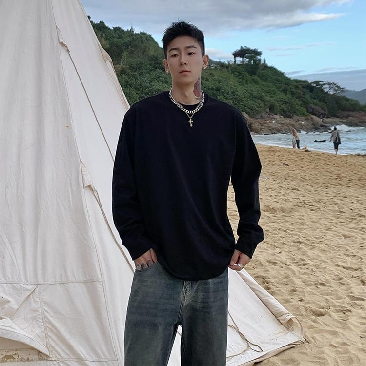 OXFREAK T-krekls ar garām piedurknēm – 100% kokvilna, brīva piegriezums, apaļais kakls