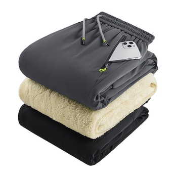 Ανδρικά αθλητικά παντελόνια με fleece εσωτερική επένδυση, ίσια γραμμή, μεσαία μέση, ύφασμα πολυεστερικής ανάμιξης, αδιάβροχα και διαπνέοντα