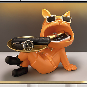 Θήκη κλειδιών εισόδου από ρητίνη με μοτίβο Γαλλικού Μπουλντόγκ – βαμμένη, κατά παραγγελία, διακόσμηση σπιτιού σε ελαφριά πολυτέλεια