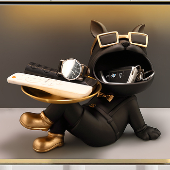 Θήκη κλειδιών εισόδου από ρητίνη με μοτίβο Γαλλικού Μπουλντόγκ – βαμμένη, κατά παραγγελία, διακόσμηση σπιτιού σε ελαφριά πολυτέλεια