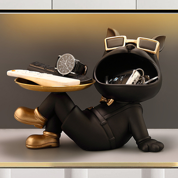 Θήκη κλειδιών εισόδου από ρητίνη με μοτίβο Γαλλικού Μπουλντόγκ – βαμμένη, κατά παραγγελία, διακόσμηση σπιτιού σε ελαφριά πολυτέλεια