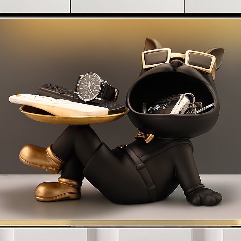 Θήκη κλειδιών εισόδου από ρητίνη με μοτίβο Γαλλικού Μπουλντόγκ – βαμμένη, κατά παραγγελία, διακόσμηση σπιτιού σε ελαφριά πολυτέλεια