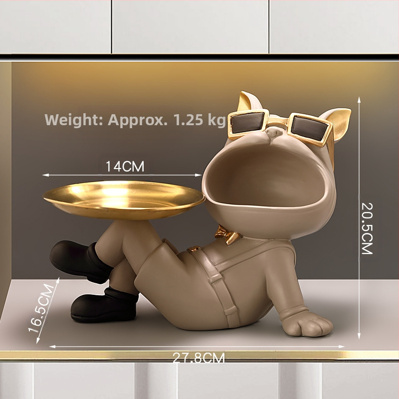 Θήκη κλειδιών εισόδου από ρητίνη με μοτίβο Γαλλικού Μπουλντόγκ – βαμμένη, κατά παραγγελία, διακόσμηση σπιτιού σε ελαφριά πολυτέλεια