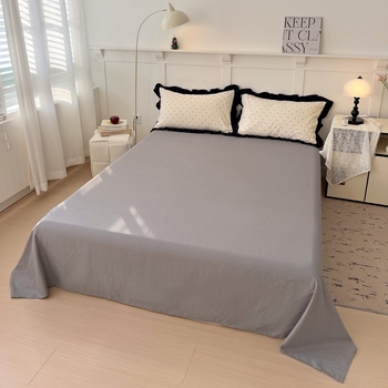 Спален комплект от четири части, измит памук, дантела от лотосови листа, Хепбърн стил, флорални мотиви, френски стил чаршафи, 800–1000 г/комплект