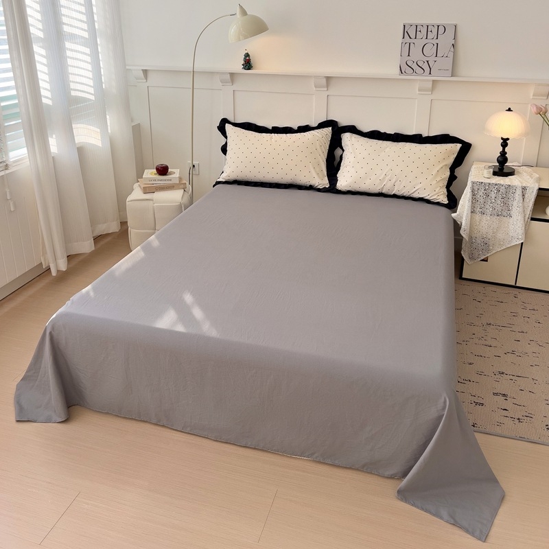 Set de pat din bumbac spălat, dantelă cu foi de lotus, stil Hepburn, imprimeu floral, stil foi franțuzesc, 800–1000 g