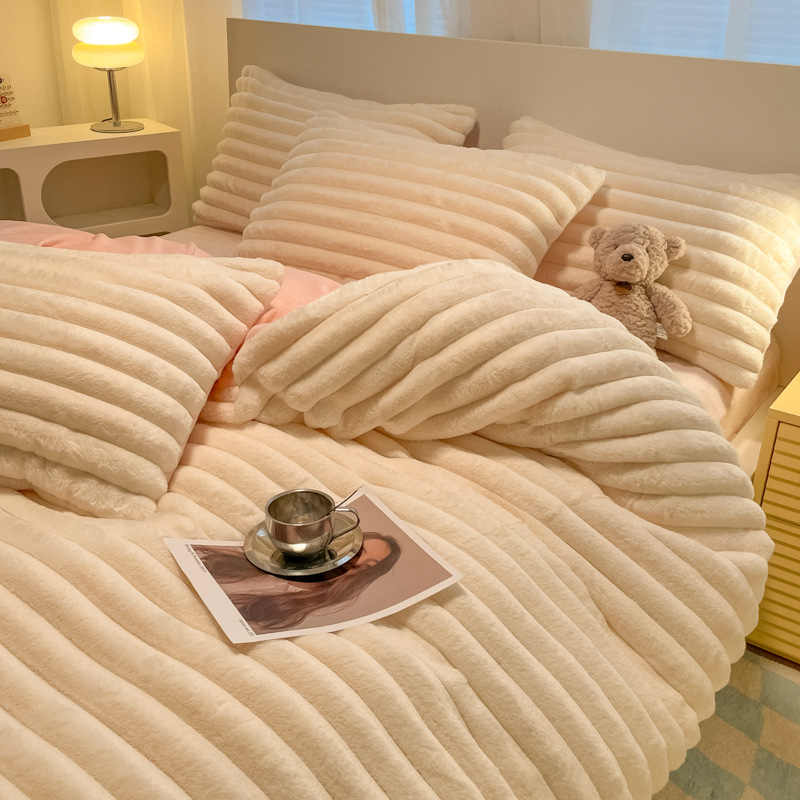 Set de pat 4 piese, velur pentru bebeluși, stil minimalist, imprimare și vopsire reactive, țesătură periată, personalizare disponibilă