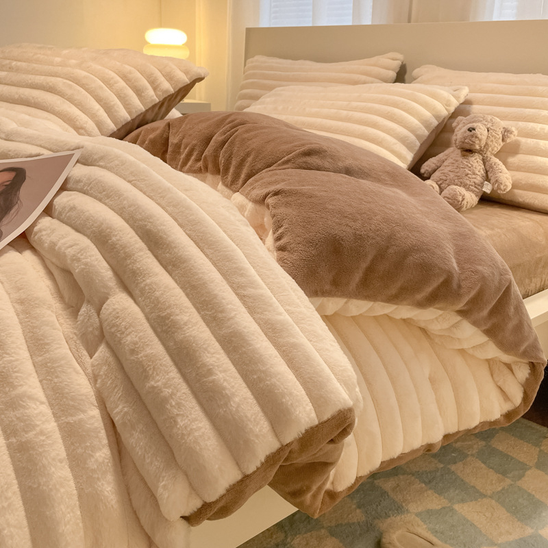 Set de pat 4 piese, velur pentru bebeluși, stil minimalist, imprimare și vopsire reactive, țesătură periată, personalizare disponibilă