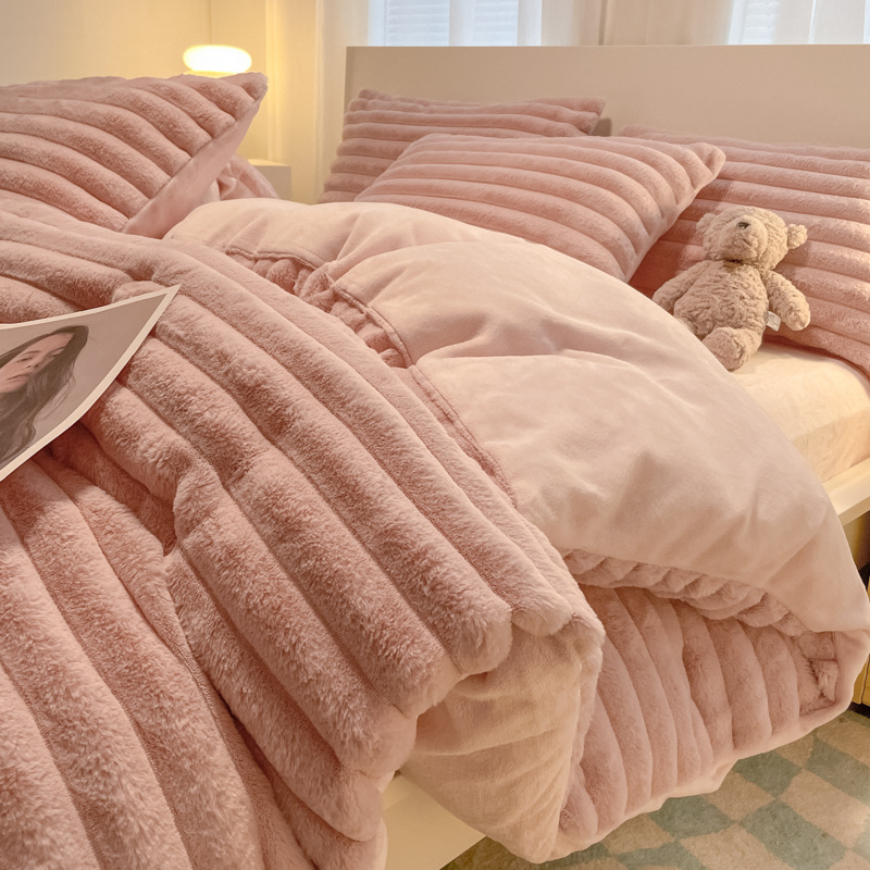 Set de pat 4 piese, velur pentru bebeluși, stil minimalist, imprimare și vopsire reactive, țesătură periată, personalizare disponibilă