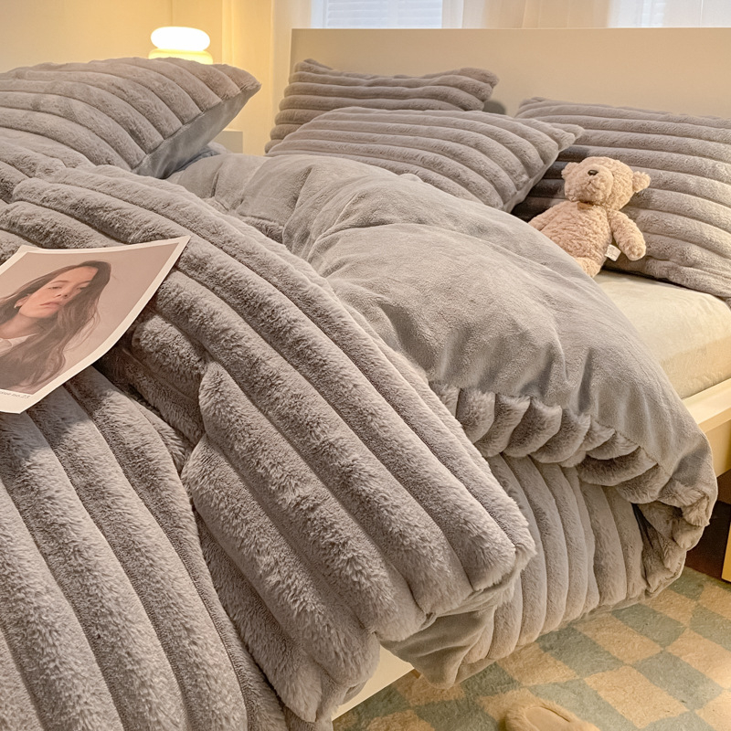 Set de pat 4 piese, velur pentru bebeluși, stil minimalist, imprimare și vopsire reactive, țesătură periată, personalizare disponibilă