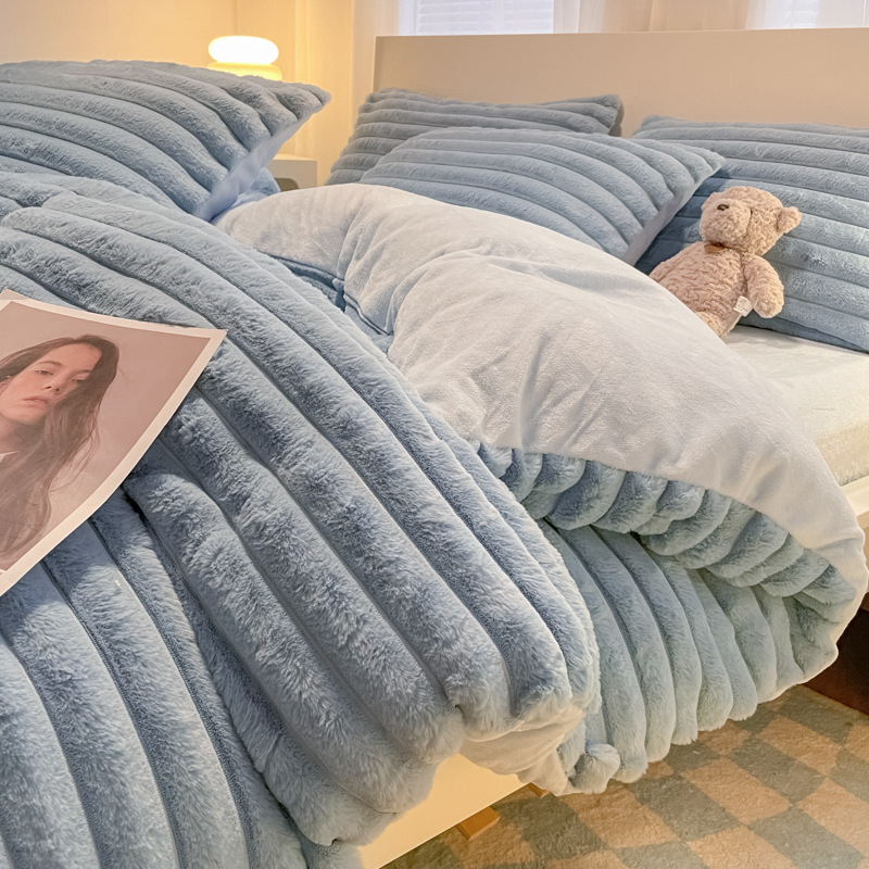 Set de pat 4 piese, velur pentru bebeluși, stil minimalist, imprimare și vopsire reactive, țesătură periată, personalizare disponibilă