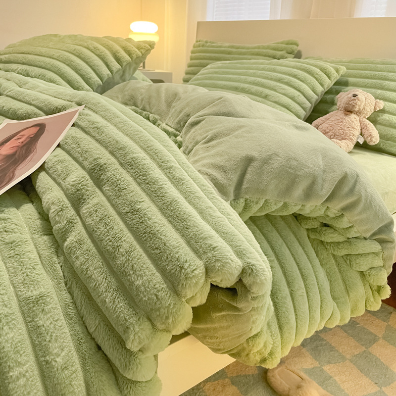 Set de pat 4 piese, velur pentru bebeluși, stil minimalist, imprimare și vopsire reactive, țesătură periată, personalizare disponibilă