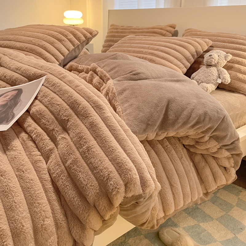 Set de pat 4 piese, velur pentru bebeluși, stil minimalist, imprimare și vopsire reactive, țesătură periată, personalizare disponibilă