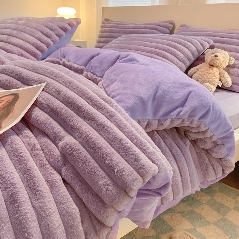 Set de pat 4 piese, velur pentru bebeluși, stil minimalist, imprimare și vopsire reactive, țesătură periată, personalizare disponibilă