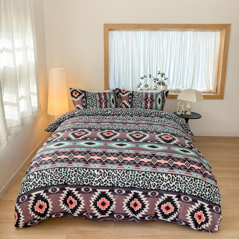 Σετ καλυμμάτων παπλωμάτων τριών τεμαχίων, μποέμ στυλ, εκτύπωση τοπίου, απλή ύφανση, χημικές ίνες