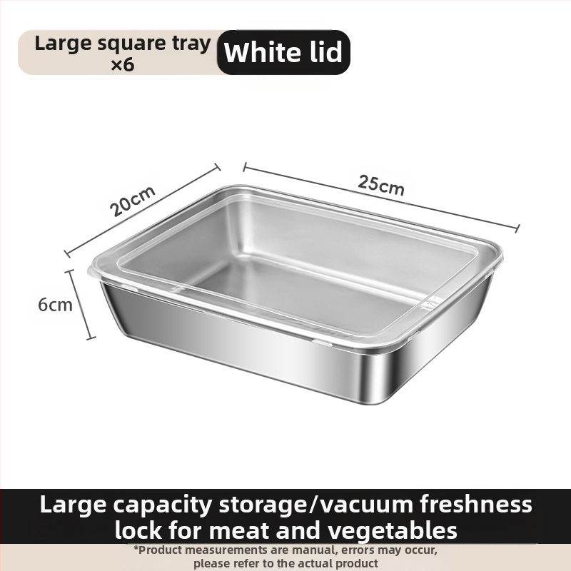 Ορθογώνιο πιάτο σερβιρίσματος από ανοξείδωτο ατσάλι 304 με καπάκι, για συντήρηση στο ψυγείο – ιδανικό για μπάρμπεκιου, κρύα πιάτα, φρούτα και ψάρια ατμού ή στη σχάρα