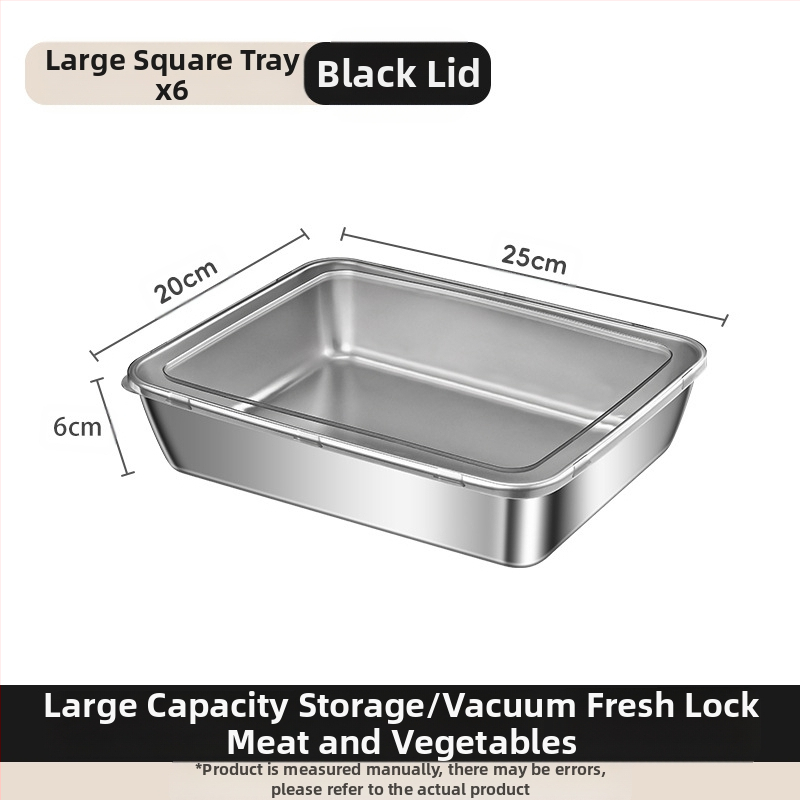 Ορθογώνιο πιάτο σερβιρίσματος από ανοξείδωτο ατσάλι 304 με καπάκι, για συντήρηση στο ψυγείο – ιδανικό για μπάρμπεκιου, κρύα πιάτα, φρούτα και ψάρια ατμού ή στη σχάρα