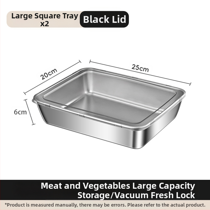 Ορθογώνιο πιάτο σερβιρίσματος από ανοξείδωτο ατσάλι 304 με καπάκι, για συντήρηση στο ψυγείο – ιδανικό για μπάρμπεκιου, κρύα πιάτα, φρούτα και ψάρια ατμού ή στη σχάρα