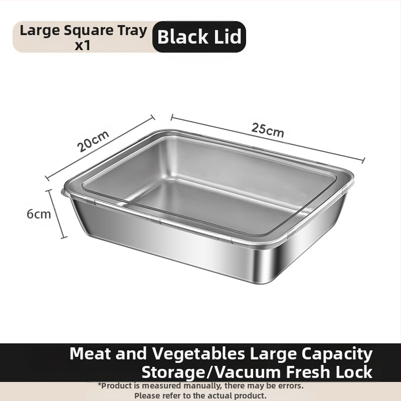 Ορθογώνιο πιάτο σερβιρίσματος από ανοξείδωτο ατσάλι 304 με καπάκι, για συντήρηση στο ψυγείο – ιδανικό για μπάρμπεκιου, κρύα πιάτα, φρούτα και ψάρια ατμού ή στη σχάρα