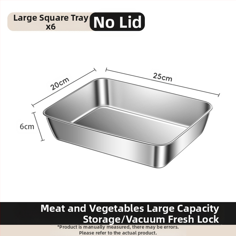 Ορθογώνιο πιάτο σερβιρίσματος από ανοξείδωτο ατσάλι 304 με καπάκι, για συντήρηση στο ψυγείο – ιδανικό για μπάρμπεκιου, κρύα πιάτα, φρούτα και ψάρια ατμού ή στη σχάρα