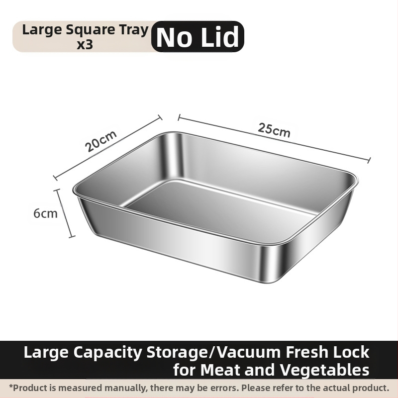 Ορθογώνιο πιάτο σερβιρίσματος από ανοξείδωτο ατσάλι 304 με καπάκι, για συντήρηση στο ψυγείο – ιδανικό για μπάρμπεκιου, κρύα πιάτα, φρούτα και ψάρια ατμού ή στη σχάρα