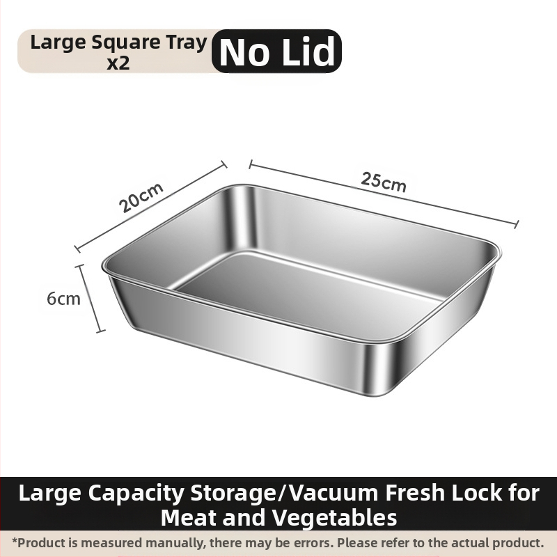 Ορθογώνιο πιάτο σερβιρίσματος από ανοξείδωτο ατσάλι 304 με καπάκι, για συντήρηση στο ψυγείο – ιδανικό για μπάρμπεκιου, κρύα πιάτα, φρούτα και ψάρια ατμού ή στη σχάρα