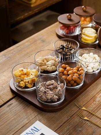 Διαχωριζόμενο πιάτο φρούτων ιαπωνικού στυλ με καπάκι, στρογγυλό γυάλινο μπολ για φρούτα και σνακ, απλός σχεδιασμός