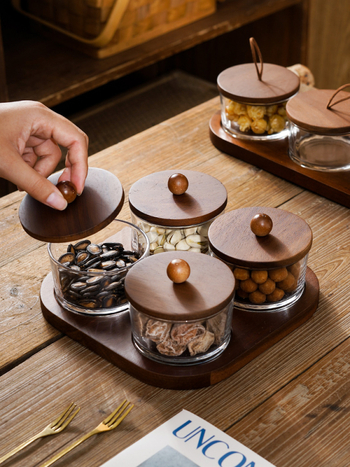 Διαχωριζόμενο πιάτο φρούτων ιαπωνικού στυλ με καπάκι, στρογγυλό γυάλινο μπολ για φρούτα και σνακ, απλός σχεδιασμός