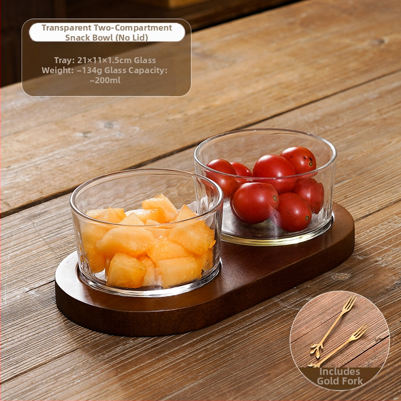 Διαχωριζόμενο πιάτο φρούτων ιαπωνικού στυλ με καπάκι, στρογγυλό γυάλινο μπολ για φρούτα και σνακ, απλός σχεδιασμός