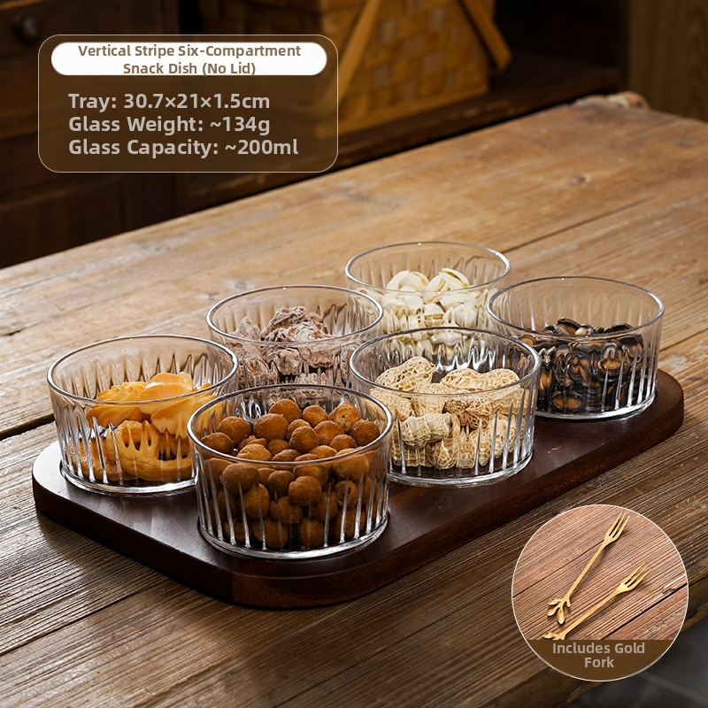 Διαχωριζόμενο πιάτο φρούτων ιαπωνικού στυλ με καπάκι, στρογγυλό γυάλινο μπολ για φρούτα και σνακ, απλός σχεδιασμός