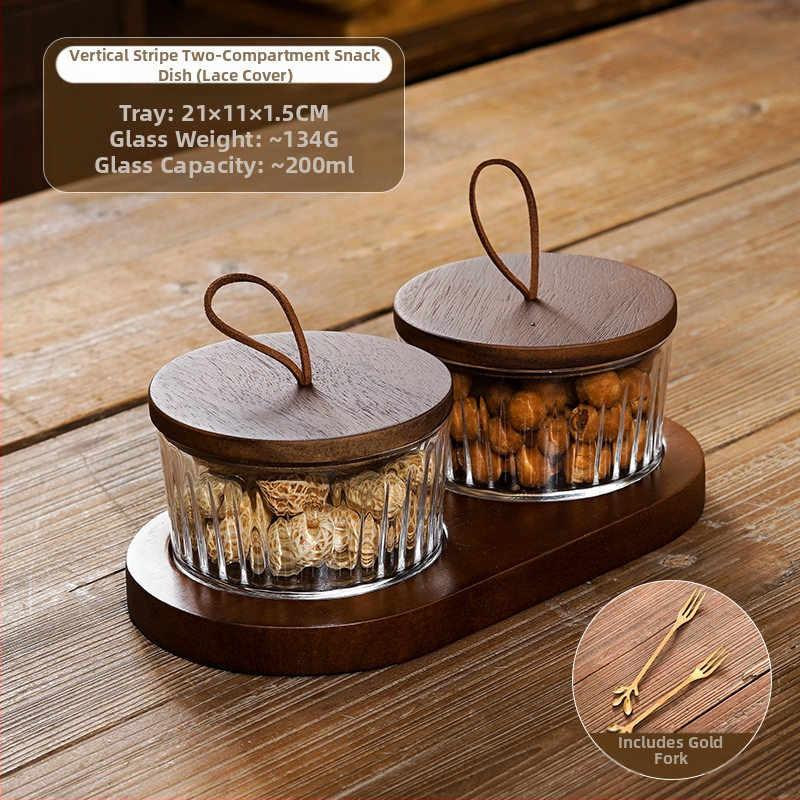 Διαχωριζόμενο πιάτο φρούτων ιαπωνικού στυλ με καπάκι, στρογγυλό γυάλινο μπολ για φρούτα και σνακ, απλός σχεδιασμός